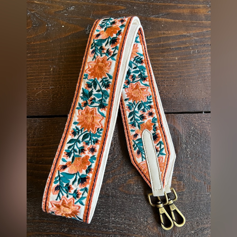 Anthropologie Floral Embroidered Bag Strap